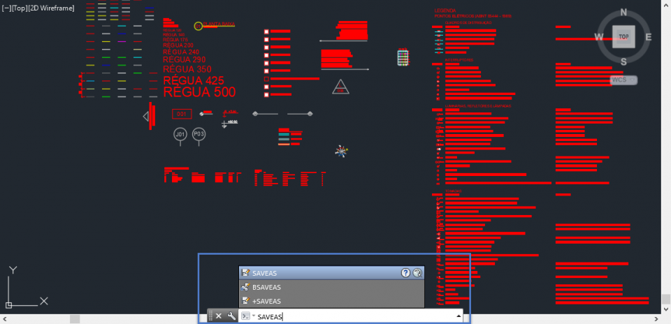 Tela do autocad mostrando a linha de comando. Na linha de comando foi digitado o comando SAVEAS (na versão em ingles do AutoCAD)