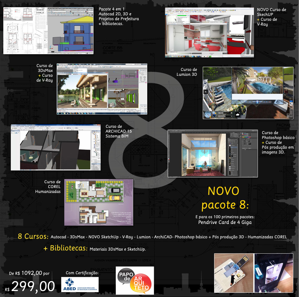 Pacote 8 Cursos em 1 Para Arquitetos e Estudantes de Arquitetura